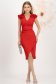 Piros krepp ceruza ruha, térdigérő 3 - StarShinerS.hu