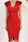 Piros krepp ceruza ruha, térdigérő 4 - StarShinerS.hu