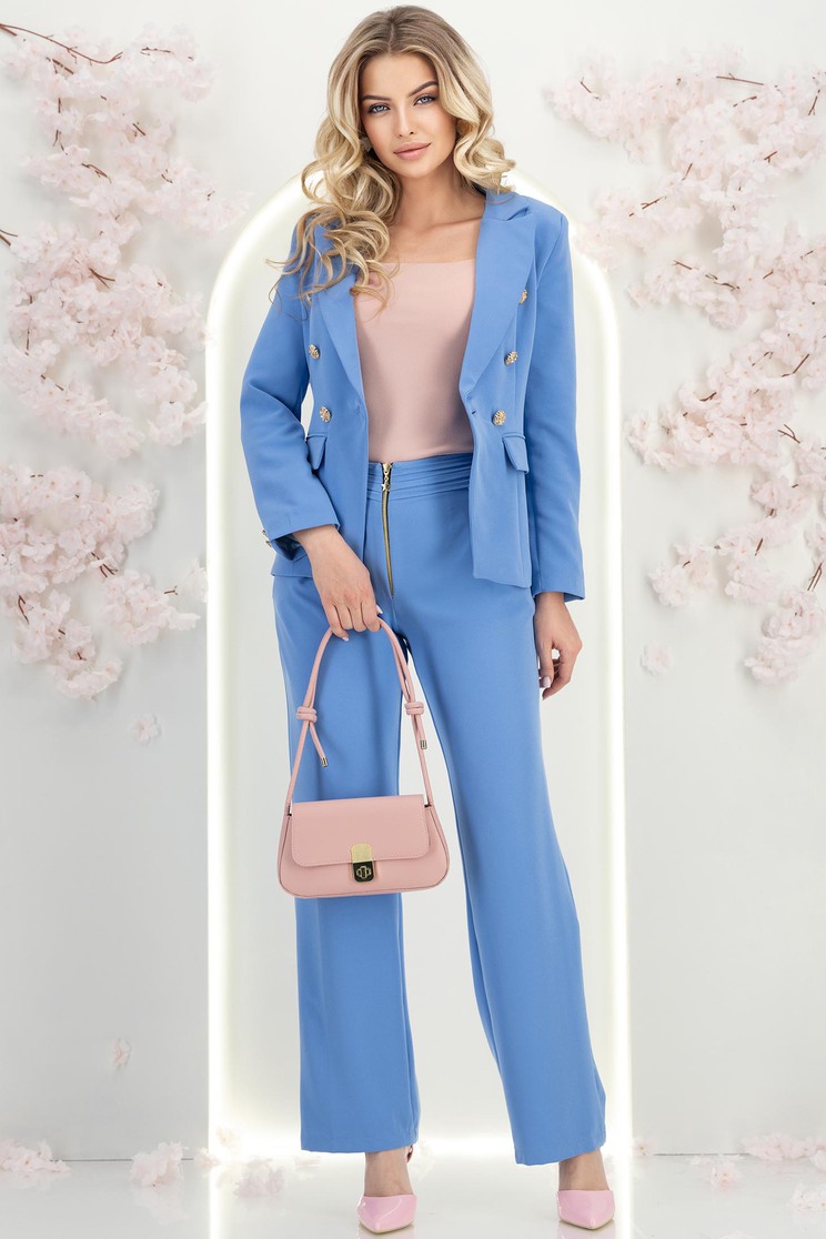 Világoskék nadrág  bővülő hosszú rugalmas szövet - Rochii-Dama.ro