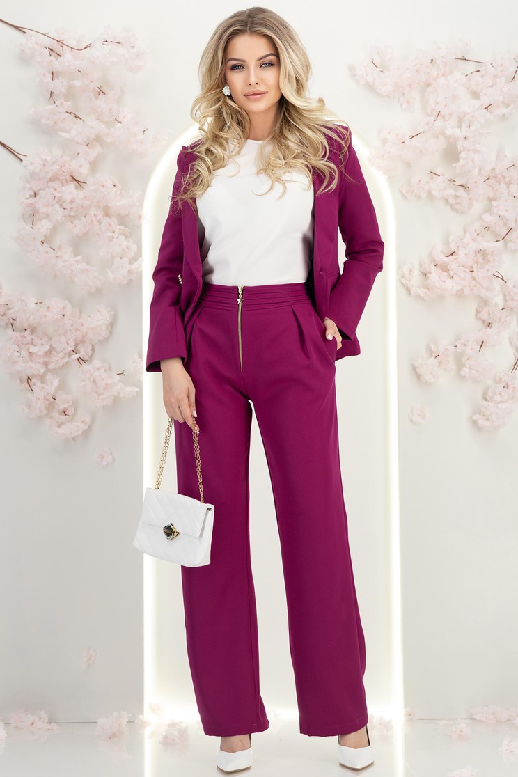 Málnapiros nadrág  bővülő hosszú rugalmas szövet - Rochii-Dama.ro