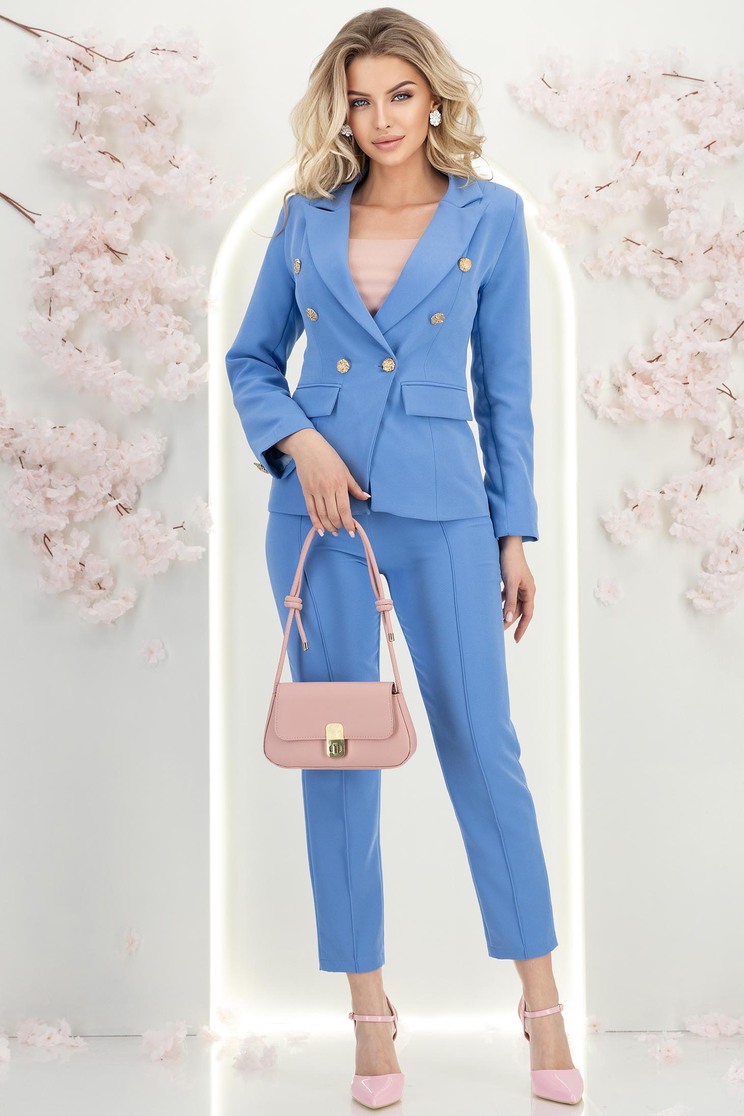 Világoskék nadrág  kónikus rugalmas szövet hosszú - Rochii-Dama.ro