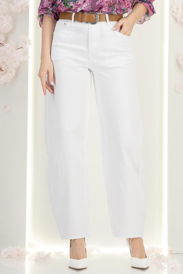 Fehér, magas derekú mom fit farmer levehető övvel