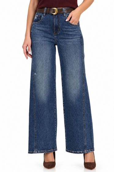 Kék wide leg farmernadrág övvel