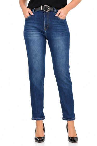 Kék mom fit farmernadrág övvel