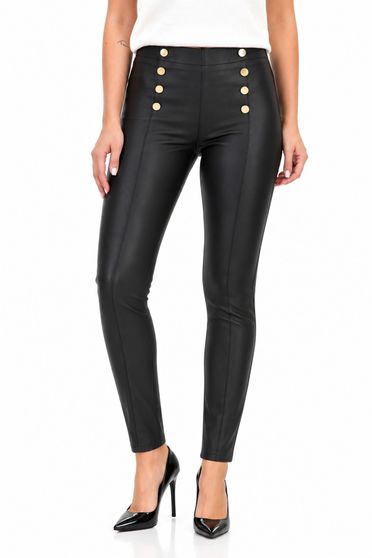Fekete szűkülő szárú műbőr leggings