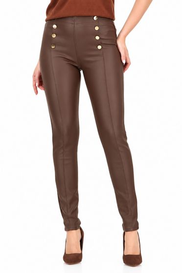 Barna szűkülő szárú műbőr leggings