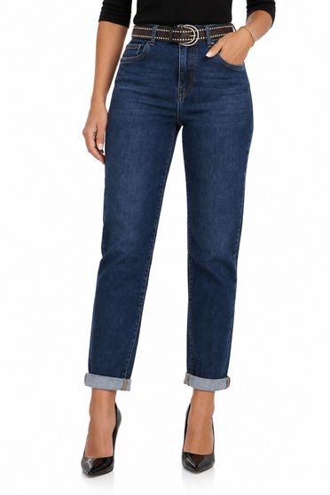 Kék mom fit farmernadrág övvel
