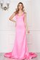 Pink Sherri Hill luxus szirén tipusú pántos hosszú dekoltált ruha strassz köves díszítéssel 1 - StarShinerS.hu