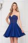 Kék Sherri Hill ruha luxus muszlinból rövid harang hátul kivágott 3 - StarShinerS.hu