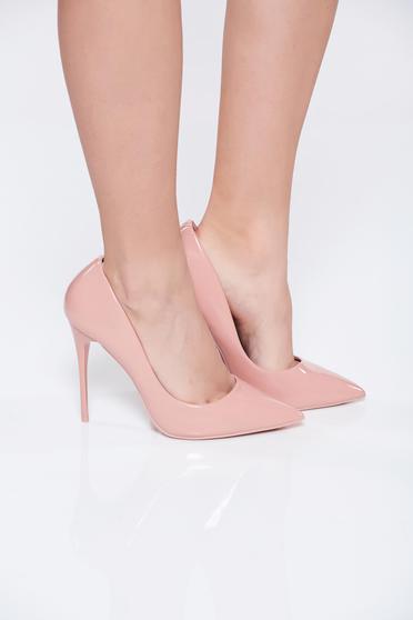 Pink műbőr irodai elegáns magassarkú cipő