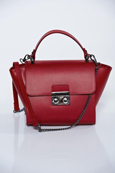 Piros hétköznapi táska egy rekesz, belső zsebekkel