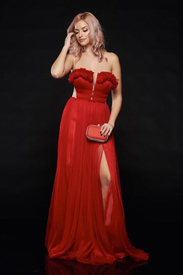 Piros Ana Radu hosszú alkalmi ruha szivacsos mellrész