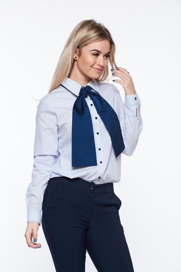 Világoskék PrettyGirl bő szabásu irodai női ing nem elasztikus pamut