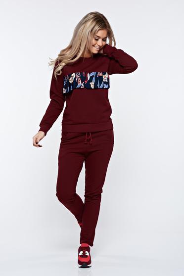 Burgundy casual pamutból készült szett zsebes derékban zsinórral köthető meg