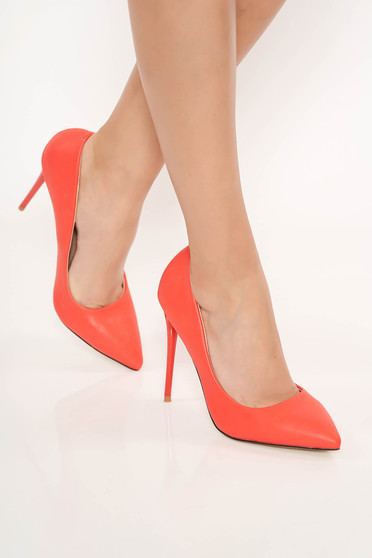 Piros stiletto irodai magassarkú műbőr cipő