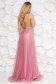 Világos rózsaszín Ana Radu luxus ruha tüllből övvel ellátva mély dekoltázzsal és béléssel 2 - StarShinerS.hu