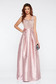 Rózsaszínű LaDonna alkalmi deréktól bővülő szabás ruha szatén anyagból gyöngyös díszítés 1 - StarShinerS.hu