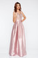Rózsaszínű LaDonna alkalmi deréktól bővülő szabás ruha szatén anyagból gyöngyös díszítés 4 - StarShinerS.hu