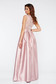 Rózsaszínű LaDonna alkalmi deréktól bővülő szabás ruha szatén anyagból gyöngyös díszítés 2 - StarShinerS.hu
