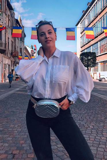 Fehér StarShinerS casual bő szabású női ing lenge, áttetsző anyag