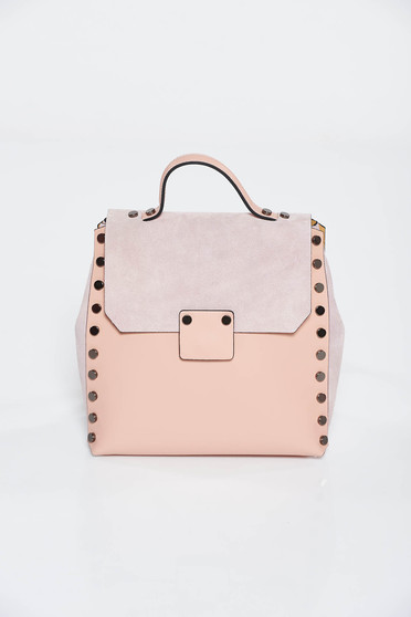 Rózsaszínű casual hátizsákok fémes szegecsekkel