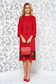 Piros elegáns bő szabású ruha enyhén elasztikus szövet csipke díszítéssel lánccal 3 - StarShinerS.hu
