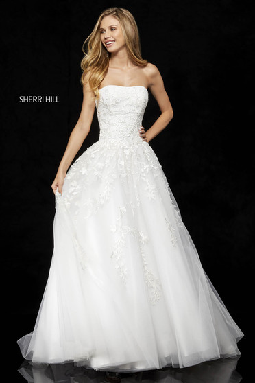 Fehér Sherri Hill 52341 Ruha