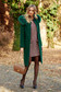 Zöld elegáns gyapjú nagykabát egyenes belső béléssel zsebes szőrme gallér 3 - StarShinerS.hu