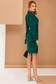 Zöld PrettyGirl elegáns ruha enyhén rugalmas szövet bross kiegészítővel övvel ellátva zsebes 2 - StarShinerS.hu