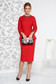 Piros elegáns midi ruha enyhén elasztikus szövet peplum strassz köves díszítés övvel ellátva 3 - StarShinerS.hu