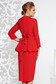 Piros elegáns midi ruha enyhén elasztikus szövet peplum strassz köves díszítés övvel ellátva 2 - StarShinerS.hu