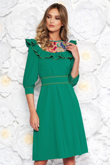 Zöld LaDonna elegáns bő szabású ruha enyhén rugalmas szövetből