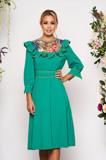 Zöld LaDonna elegáns bő szabású ruha enyhén rugalmas szövetből