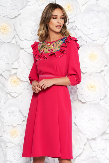 Fukszia LaDonna elegáns bő szabású ruha enyhén rugalmas szövetből