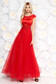 Piros alkalmi ruha tüll szatén anyagból csipke díszítéssel gyöngy díszítéssel belső béléssel 1 - StarShinerS.hu