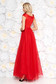Piros alkalmi ruha tüll szatén anyagból csipke díszítéssel gyöngy díszítéssel belső béléssel 2 - StarShinerS.hu
