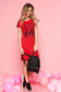 Piros SunShine casual bő szabású ruha enyhén elasztikus pamut írásos mintával 3 - StarShinerS.hu