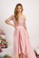 Rózsaszínű aszimetrikus harang ruha muszlin anyagból és csipkés díszitéssel - StarShinerS 3 - StarShinerS.hu