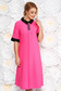 Pink elegáns midi bő szabású ruha finom tapintású anyag zsebes gyöngyös díszítés 1 - StarShinerS.hu