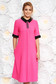 Pink elegáns midi bő szabású ruha finom tapintású anyag zsebes gyöngyös díszítés 3 - StarShinerS.hu