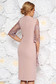 Rózsaszínű alkalmi midi ruha 3/4-es ujjakkal szűk szabás enyhén elasztikus szövet csipkés átfedés 2 - StarShinerS.hu