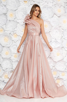Rózsaszínű Ana Radu harang ruha nem rugalmas anyag fémes jelleg belső béléssel fodros
