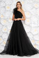 Fekete Ana Radu luxus egy vállas deréktól bővülő szabású ruha béléssel övvel ellátva 1 - StarShinerS.hu