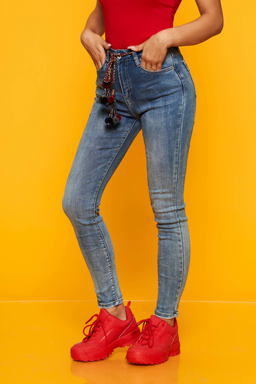 Kék skinny farmer enyhén elasztikus pamutból