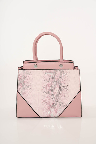 Pink irodai műbőr táska rövid fülekkel