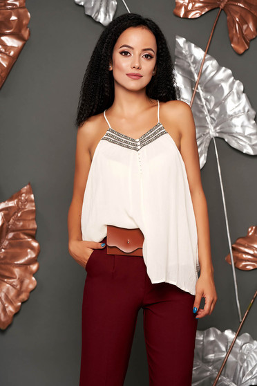 Ivory casual bő szabású pántos felső mély dekoltázzsal