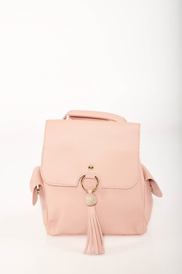 Pink casual bőr utánzat állítható pántokkal ellátott hátizsák