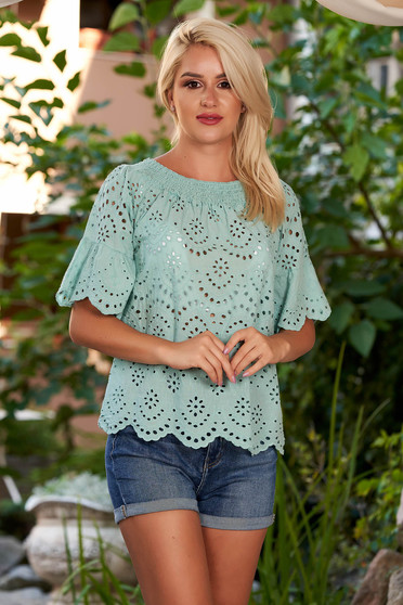 Mint casual pamutból készült bő szabású női blúz harang ujjakkal