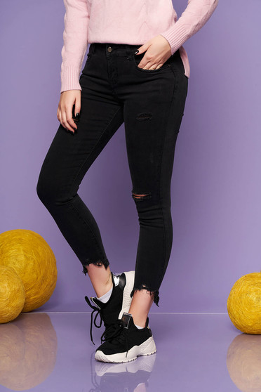 Fekete skinny farmer enyhén elasztikus pamut