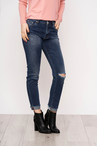 Kék skinny farmer enyhén elasztikus pamutból